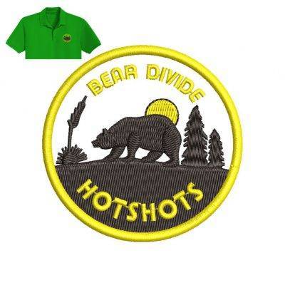 Bear Divide applique Embroidery logo for Polo Shirt .