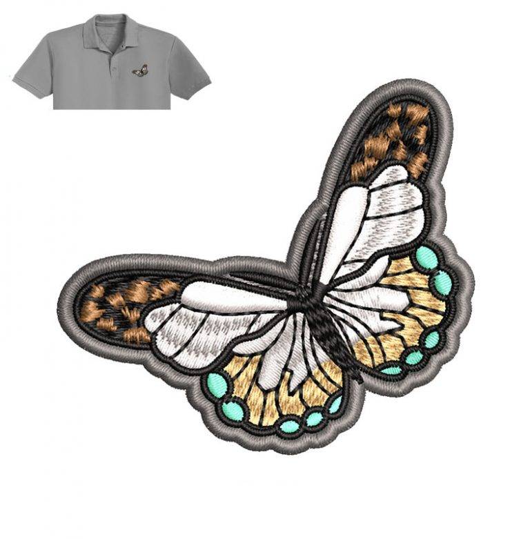 butterfly Embroidery logo for Polo Shirt . Embroidery Near me Custom