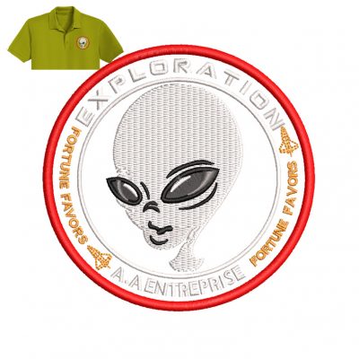 Alien patch Embroidery logo for Polo Shirt .