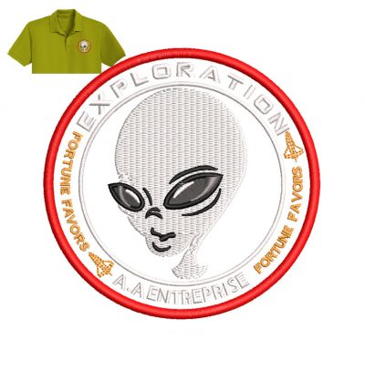 Alien patch Embroidery logo for Polo Shirt .
