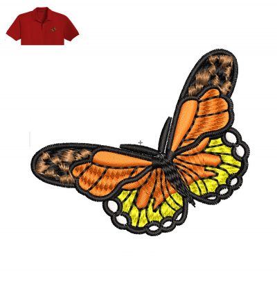 Colors Butterfly Embroidery logo for Polo Shirt .