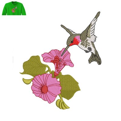 Flower Bird Embroidery logo for Sweater .