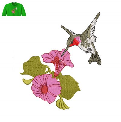 Flower Bird Embroidery logo for Sweater .