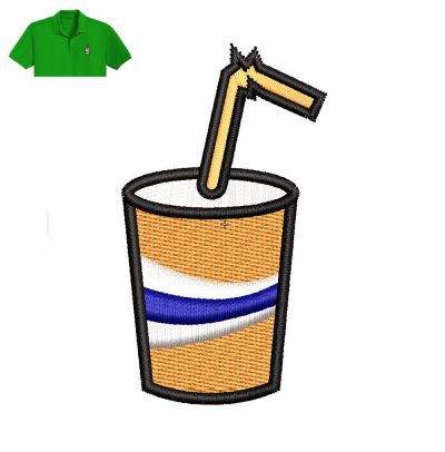 Soda Glass Embroidery logo for Polo Shirt .