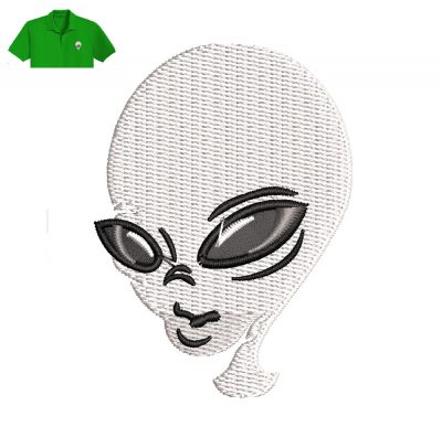 Alien Head Embroidery logo for Polo Shirt .