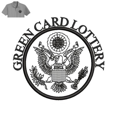 Green Card lottery Embroidery logo for Polo Shirt .