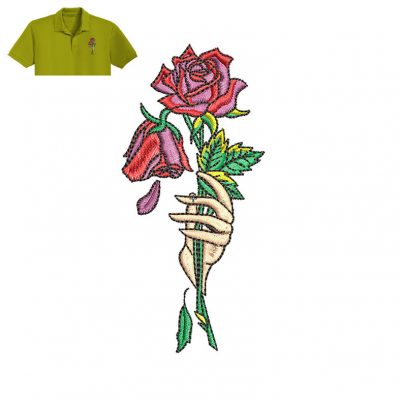 Rose Flower Embroidery logo for Polo Shirt .