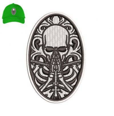 Skull Patch Embroidery logo for Cap .
