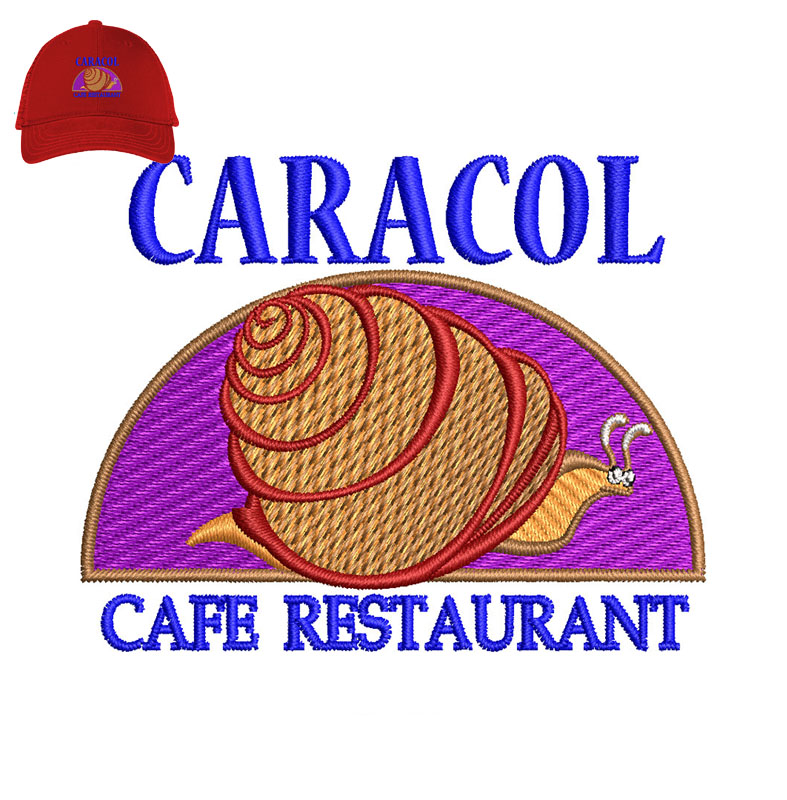 Caracol Cafe Embroidery logo for Cap .