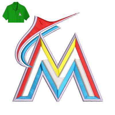 Miami Marlins Embroidery logo for Polo Shirt .