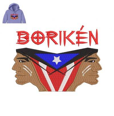 Boriken Man Embroidery logo for Hoodie .