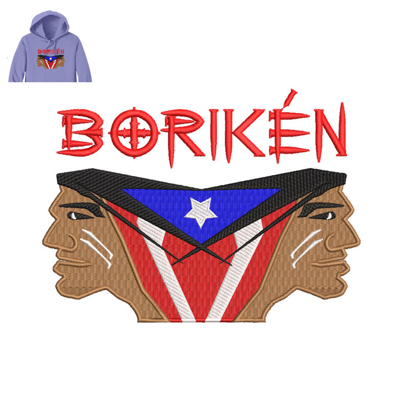 Boriken Man Embroidery logo for Hoodie .