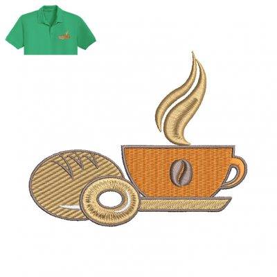 Coffee Cup Embroidery logo for Polo Shirt .