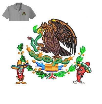 Mexican Coat of Arms Embroidery logo for Polo Shirt .