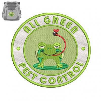 Frog Green Embroidery logo for Bag .