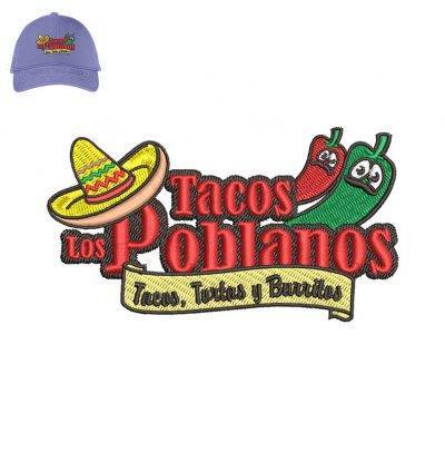 Tacos Los Poblanos Embroidery logo for Cap .
