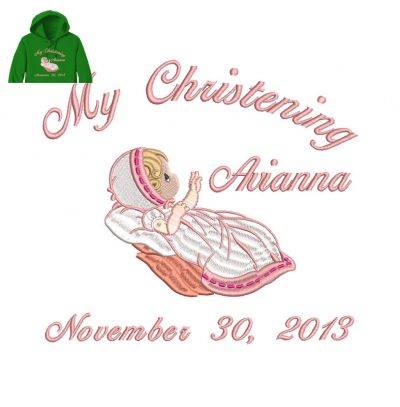 Baby Christening Embroidery logo for Hoodie .
