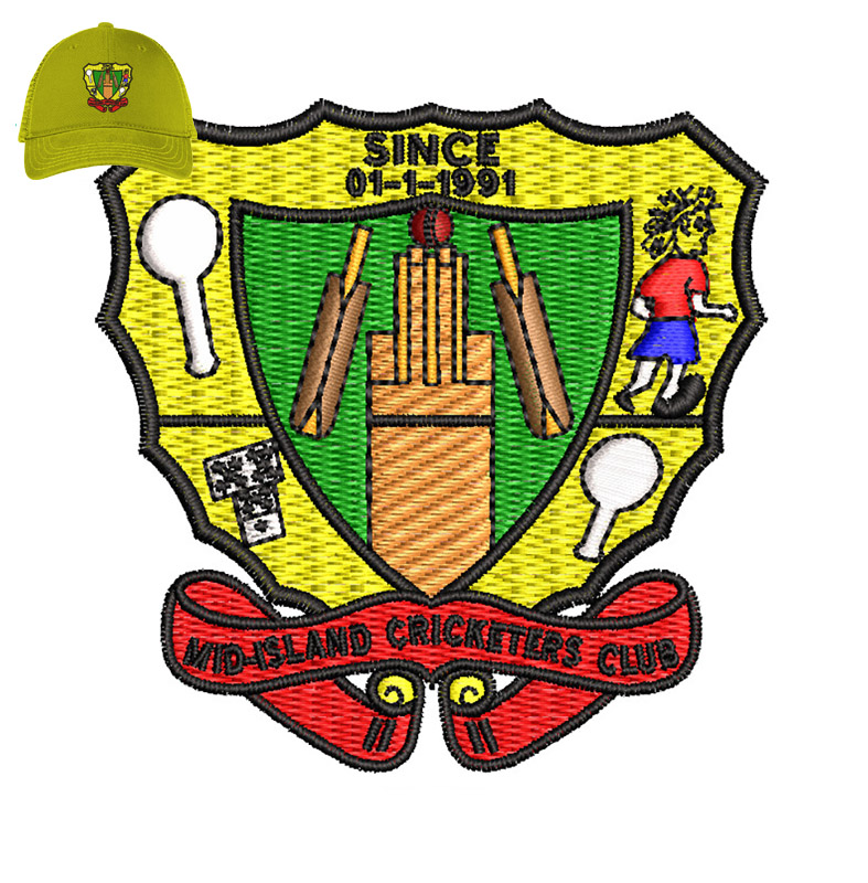 Island Cricketers Embroidery logo for Cap .