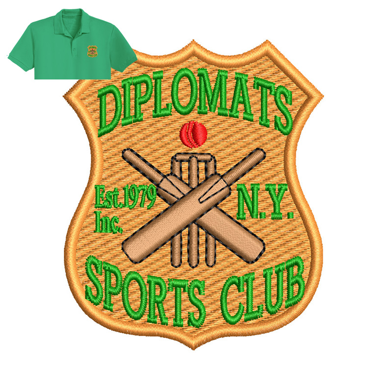 Diplomats Sports patch Embroidery logo for Polo Shirt .