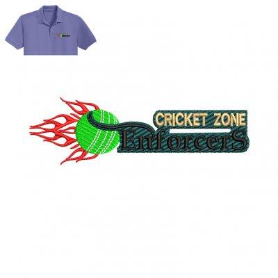 Cricket Zone Embroidery logo for Polo Shirt .