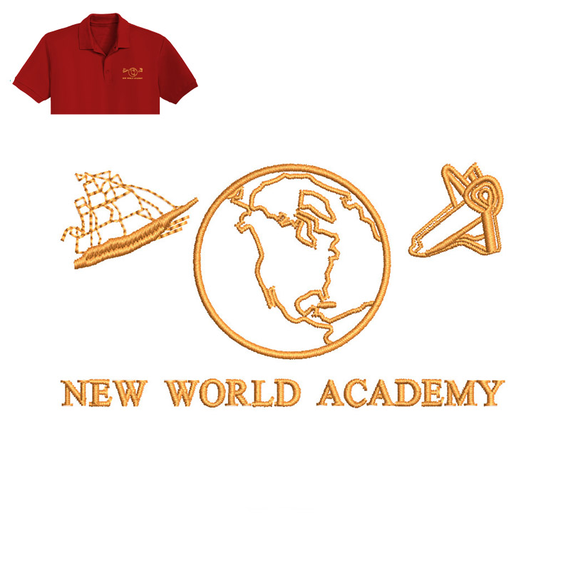 New World Academy Embroidery logo for Polo Shirt .
