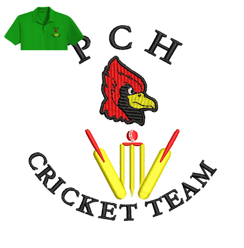 PCH Cricket Team Embroidery logo for Polo Shirt .