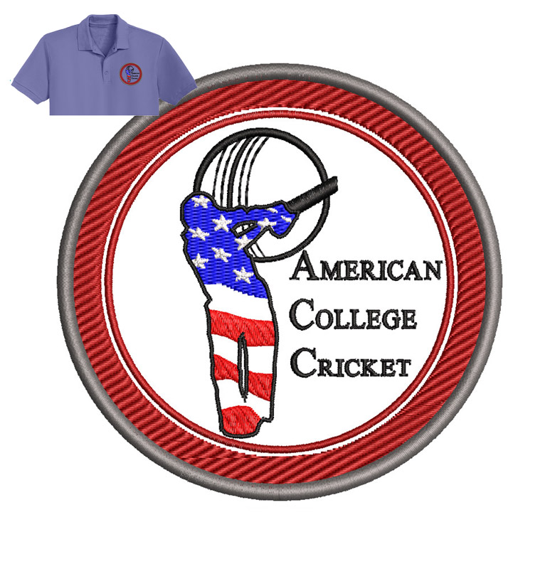 American College Embroidery logo for Polo Shirt .