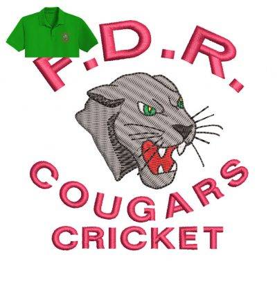 Cougars Cricket Embroidery logo for Polo Shirt .
