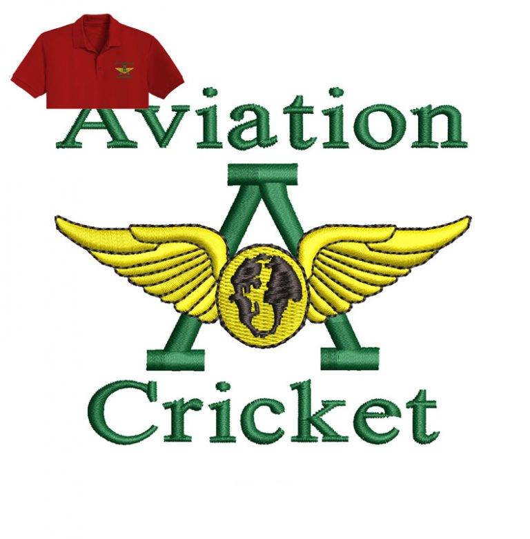 Aviation Cricket Embroidery logo Embroidery Logo Near me Emb
