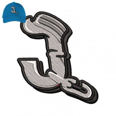 Letter J Embroidery logo for Cap .