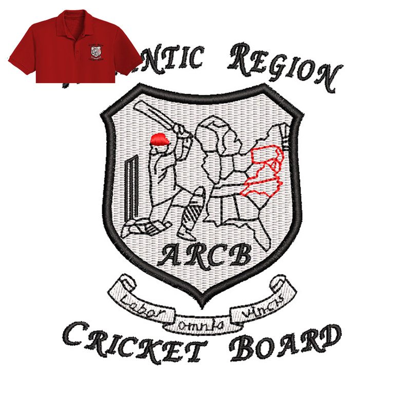 Atlantic Reglon Cricket Embroidery logo for Polo Shirt .