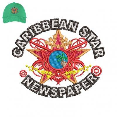 Caribbean Star Embroidery logo for Cap .