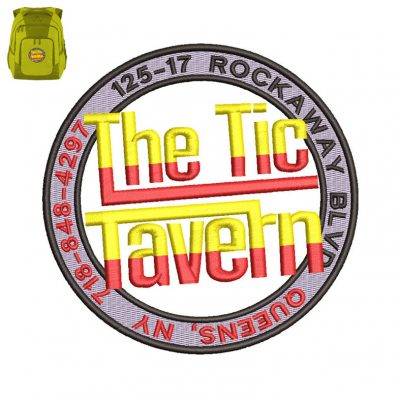 The Tic Tavern Embroidery logo for Bag .