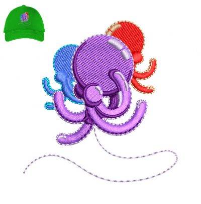 Octopus Sea Embroidery logo for Cap .