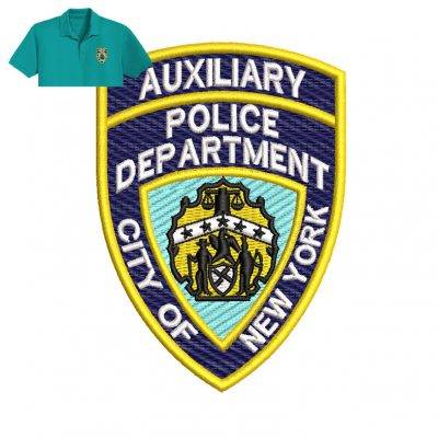 Police Department New York Embroidery logo for Polo Shirt .