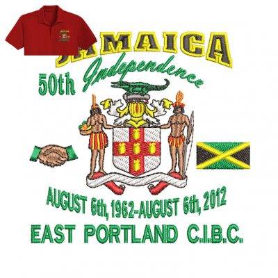 Jamaican Coat Embroidery logo for Polo Shirt .