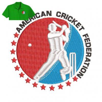 American Cricket Embroidery logo for Polo Shirt .