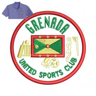 Grenada United Sports Embroidery logo for Polo Shirt .