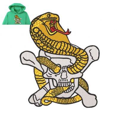 Skull Snake Embroidery logo for Hoodie .