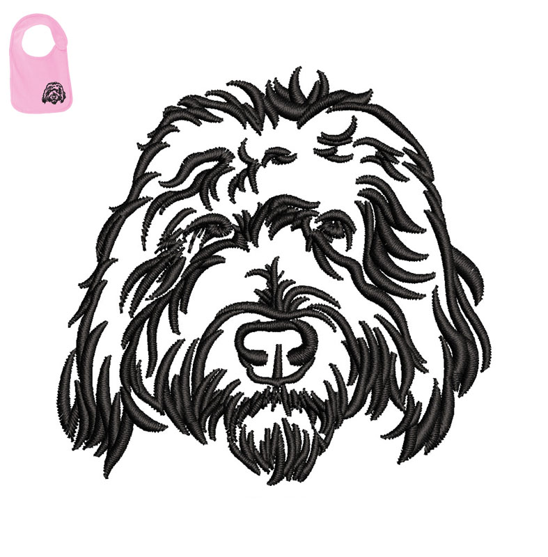 Black Dog Embroidery logo for Baby Bib.