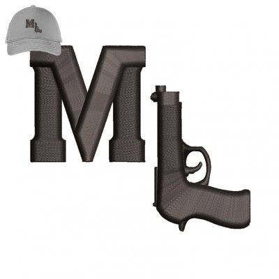 M Gun Embroidery logo for Cap.