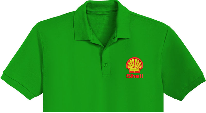 Best Shell Embroidery logo for Polo Shirt .