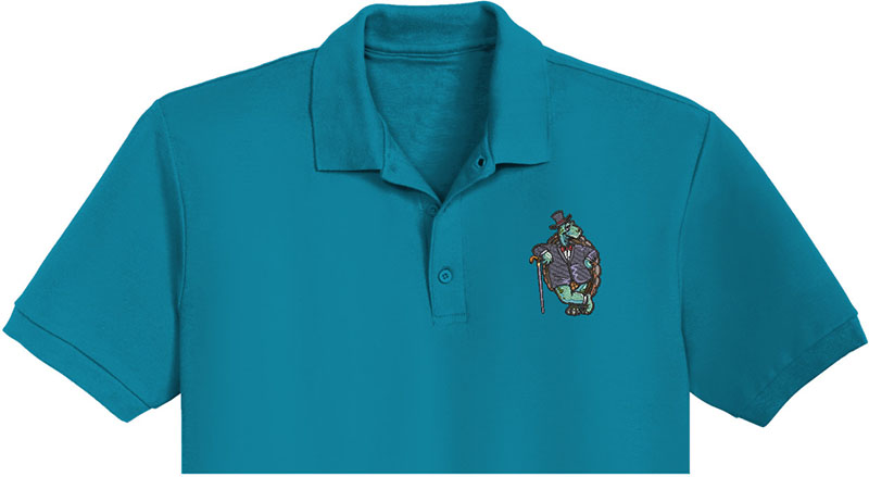 Cartoon Tortoise Embroidery logo for Polo Shirt .