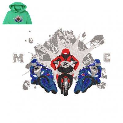 Motorcycle Racing Embroidery logo for Hoodies .