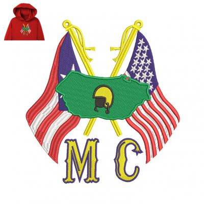 Flag MC Embroidery logo for Hoodie .