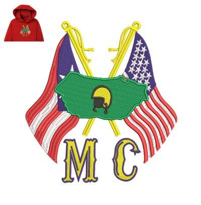 Flag MC Embroidery logo for Hoodie .