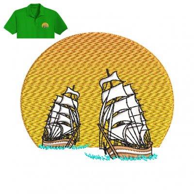 Sailing ship Embroidery logo for Polo Shirt .