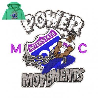 Power Movements Embroidery logo for Hoodie .