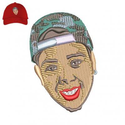 Man Head Embroidery logo for Cap.
