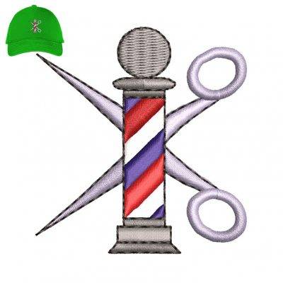 Scissor Barber Embroidery logo for Cap